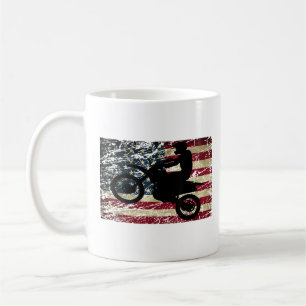 ダートバイクUSA旗TシャツMotocrossアメリカ国旗 コーヒーマグカップ