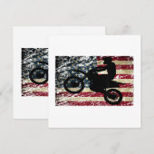 ダートバイクUSA旗TシャツMotocrossアメリカ国旗 サンキューカード (正面/裏面)
