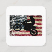 ダートバイクUSA旗TシャツMotocrossアメリカ国旗 スクエア名刺 (裏面)