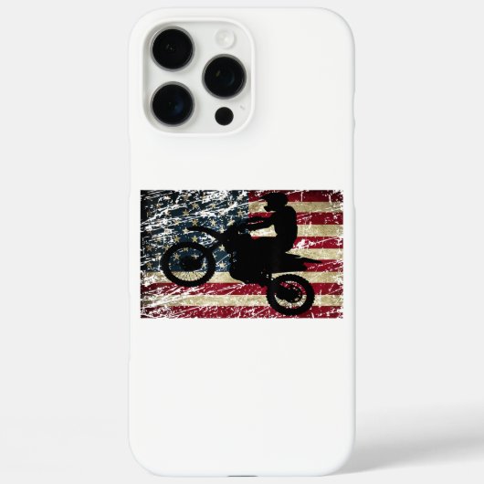 ダートバイクUSA旗TシャツMotocrossアメリカ国旗 Case-Mate iPhoneケース (裏面)