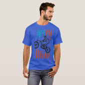 ダートバイモーターサイクルモトクロスアメリカ国旗 Tシャツ (正面フル)