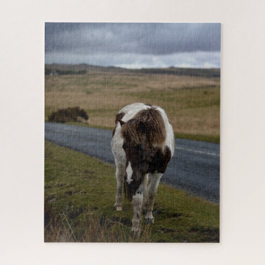 ダートムーア国立公園の道路上のポニー ジグソーパズル (縦)