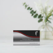 ダートモアポニーポートレート、赤いスウッシュ、メタリックルック 名刺 (スタンド正面)