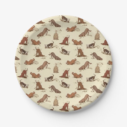 ダート掘り犬 – ビーチ休暇パターン。 ペーパープレート (正面)