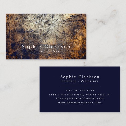 ダート木工効果素朴、 名刺 (正面/裏面)