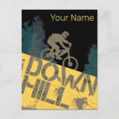 ダート用ダウンヒルバイクもしくは自転車に乗る人及び自転車ヴィンテージMTB シーズンポストカード (正面)
