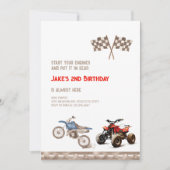 ダートATVバイクデュアルテーマ誕生日招待状 招待状 (正面)