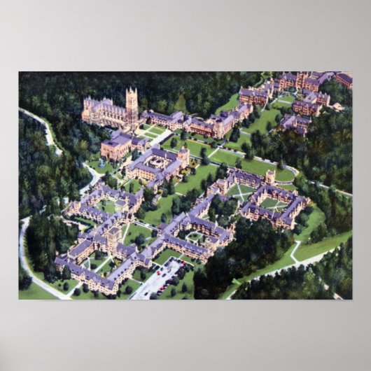 ダーハムノースカロライナ大学バーズアイ ポスター (正面)