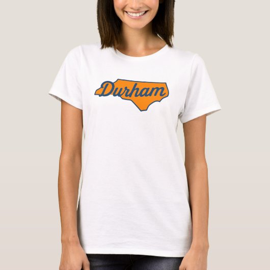 ダーハムノースカロライナ文字デザイン-州の形状 Tシャツ (正面)