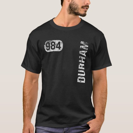 ダーハムノースカロライナ984エリアコードヴィンテージレトロ Tシャツ (正面)