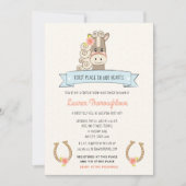 ダービーかわいらしホースベビーシャワー招待状ガール 案内状 (正面)