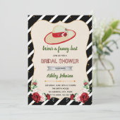 ダービーの大きい帽子のテーマのブライダルシャワーの招待 招待状 (スタンド正面)