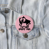 ダービーの未来の女の子、子供へローラースケートで滑るのデザイン 缶バッジ (インサイチュ)