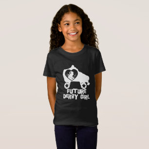 ダービーの未来の女の子、子供へローラースケートで滑るのデザイン Tシャツ