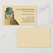 ダービーの緑の帽子を持つヴィンテージのフクロウ 名刺 (正面/裏面)