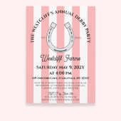 ダービーエレガントパーティーピンクカバナストライプズホースシュー 招待状