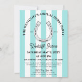 ダービーエレガントパーティーブルーカバナストライプホースシュー 招待状 (正面)