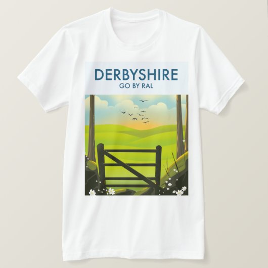 ダービーシャーの風景の旅行ポスター Tシャツ (デザイン正面)