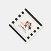 ダービースタイルのビッグピンクハットとローズのウェディングシャワーパーティー スタンダードカクテルナプキン (角)