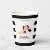 ダービースタイルの大きなピンクの帽子とバラのブライダルシャワー 紙コップ (正面)