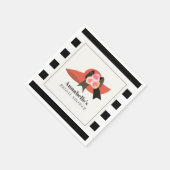 ダービースタイルの大きな赤い帽子とバラのブライダルシャワー スタンダードカクテルナプキン (角)