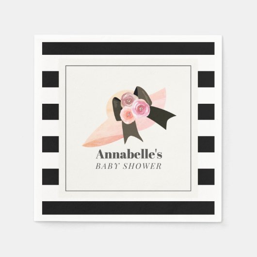 ダービースタイルビッグピンクハットバラベビーシャワー スタンダードカクテルナプキン (正面)