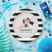 ダービースタイルビッグピンクハットバラベビーシャワー ペーパープレート (パーティー)