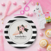 ダービースタイルビッグピンクハットバラベビーシャワー ペーパープレート (パーティー)