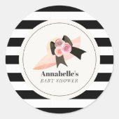 ダービースタイルビッグピンクハットバラベビーシャワー ラウンドシール (正面)