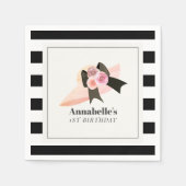 ダービースタイルビッグピンクハットバラ1st誕生日 スタンダードカクテルナプキン (正面)