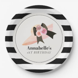 ダービースタイルビッグピンクハットバラ1st誕生日 ペーパープレート
