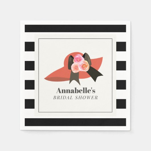ダービースタイルビッグレッドハットバラブライダルシャワー スタンダードカクテルナプキン (正面)