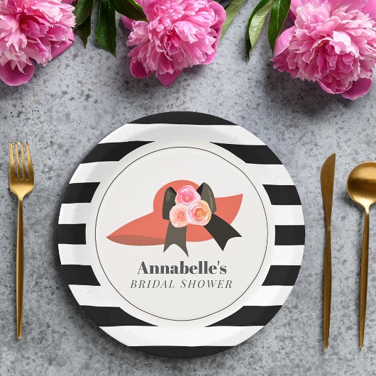 ダービースタイルビッグレッドハットバラブライダルシャワー ペーパープレート