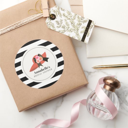 ダービースタイルビッグレッドハットバラブライダルシャワー ラウンドシール (ギフト)