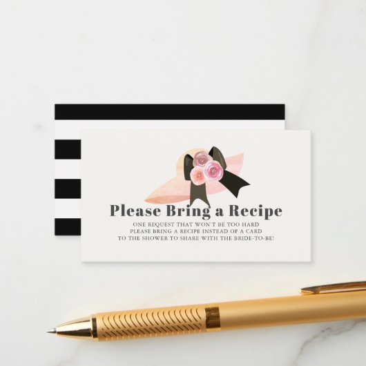 ダービースタイルピンクハットブライダルシャワーレシピ要求 エンクロージャーカード (正面/裏面インサイチュ)