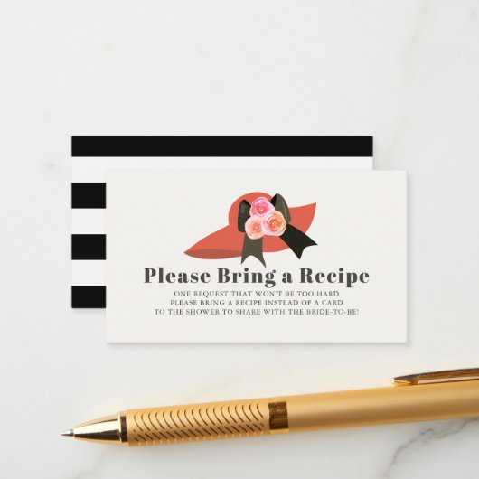 ダービースタイルレッドハットブライダルシャワーレシピ要求 エンクロージャーカード (正面/裏面インサイチュ)