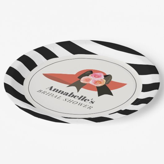 ダービースタイル ビッグレッドハット ローズ ブライダルシャワー ペーパープレート (アングル)