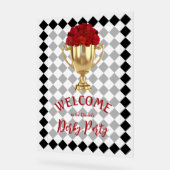 ダービーデイトロフィーとバラ歓迎 アクリルサイン (傾斜)