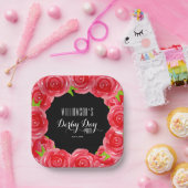 ダービーデイレッドローゼススクエア ペーパープレート (パーティー)