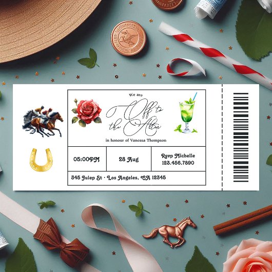 ダービーデイ"オフに祭壇"ブライダルシャワーチケット 招待状