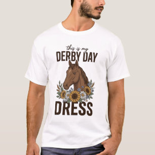 ダービーデーのドレス ビンテージ ホース フラワーシャツ デザイン Tシャツ