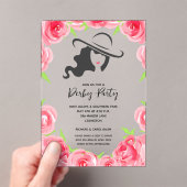 ダービーハットとバラダービーパーティー アクリル招待状 (インサイチュ (ポータブル))