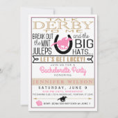 ダービーバチェロレッテブラック/金ゴールド/ピンクローズ 招待状 (正面)