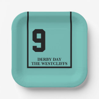 ダービーパーソナライズされたパーティーホース9ターコイズ ペーパープレート