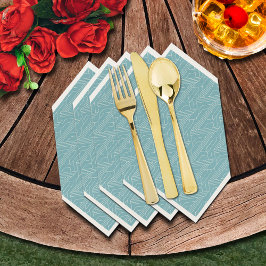 ダービーパーティーターコイズ及びアイボリー スタンダードランチョンナプキン