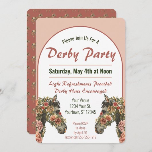 ダービーパーティーフローラレースホースアーチ 招待状 (正面/裏面)