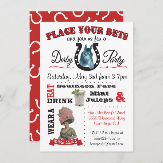 ダービーパーティーポスター招待状 招待状 (正面/裏面)