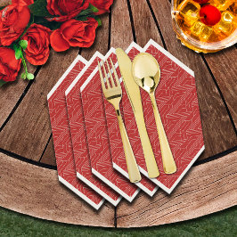 ダービーパーティーレッドとアイボリー スタンダードランチョンナプキン