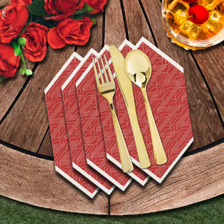 ダービーパーティーレッドとアイボリー スタンダードランチョンナプキン