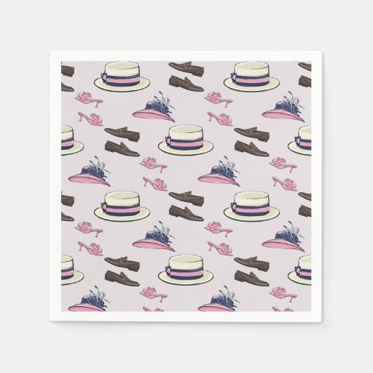 ダービーファンシー帽子と靴のパタ名門私立校風のーン スタンダードカクテルナプキン (正面)